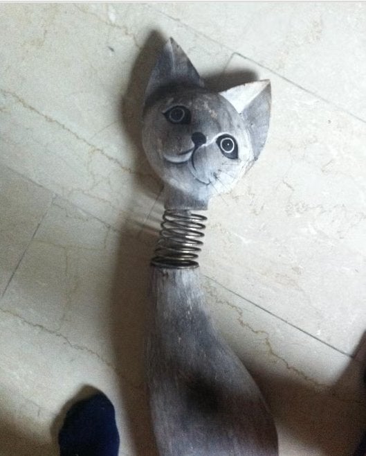 Grote houten poes grijs L 105 cm Br 20 cm, Ophalen of Verzenden, Zo goed als nieuw, Dier