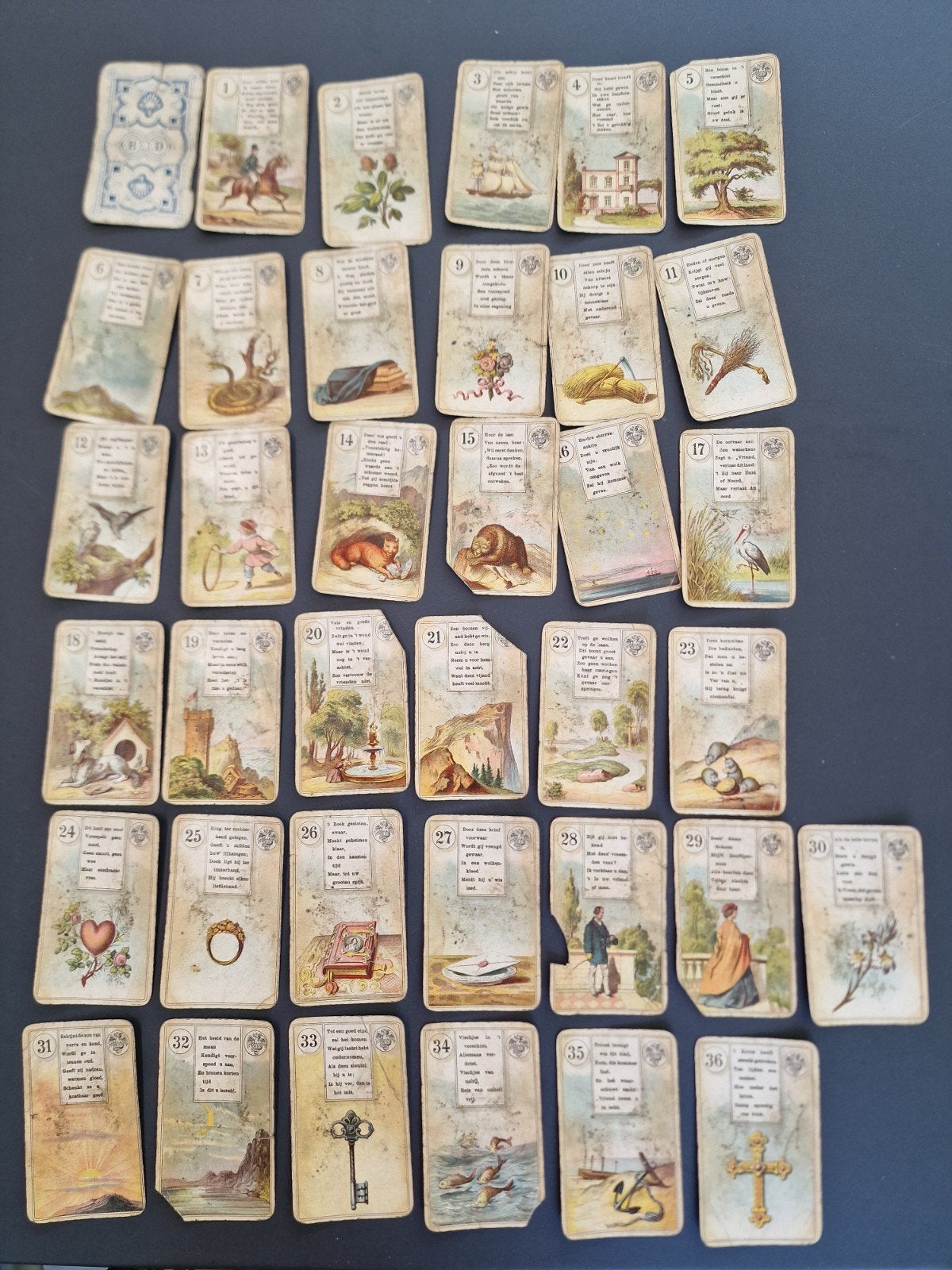 Antiek waarzegspel Lenormand Zeldzaam, Ophalen of Verzenden, Gebruikt, Speelkaart(en)
