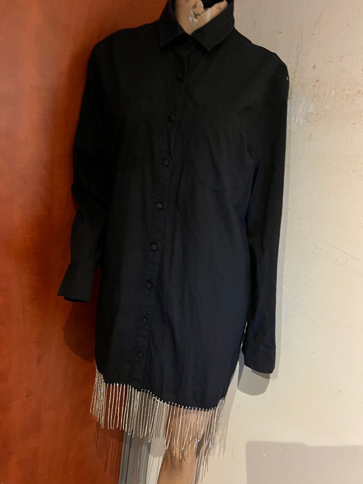 Drole de COPINE jurk met kettingen L zgan, Zwart, G, Ophalen of Verzenden, Zo goed als nieuw