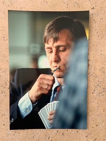 Org kleurenfoto 20x30 cm Johan Cruijff coach Ajax + sigaret, Verzenden, Nieuw, Ajax, Poster, Plaatje of Sticker