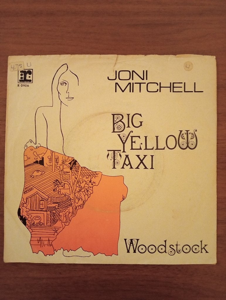 Joni Mitchell "Big Yellow Taxi" (Alleen het hoesje!!), Fotohoes, Ophalen of Verzenden, Gebruikt, Pop
