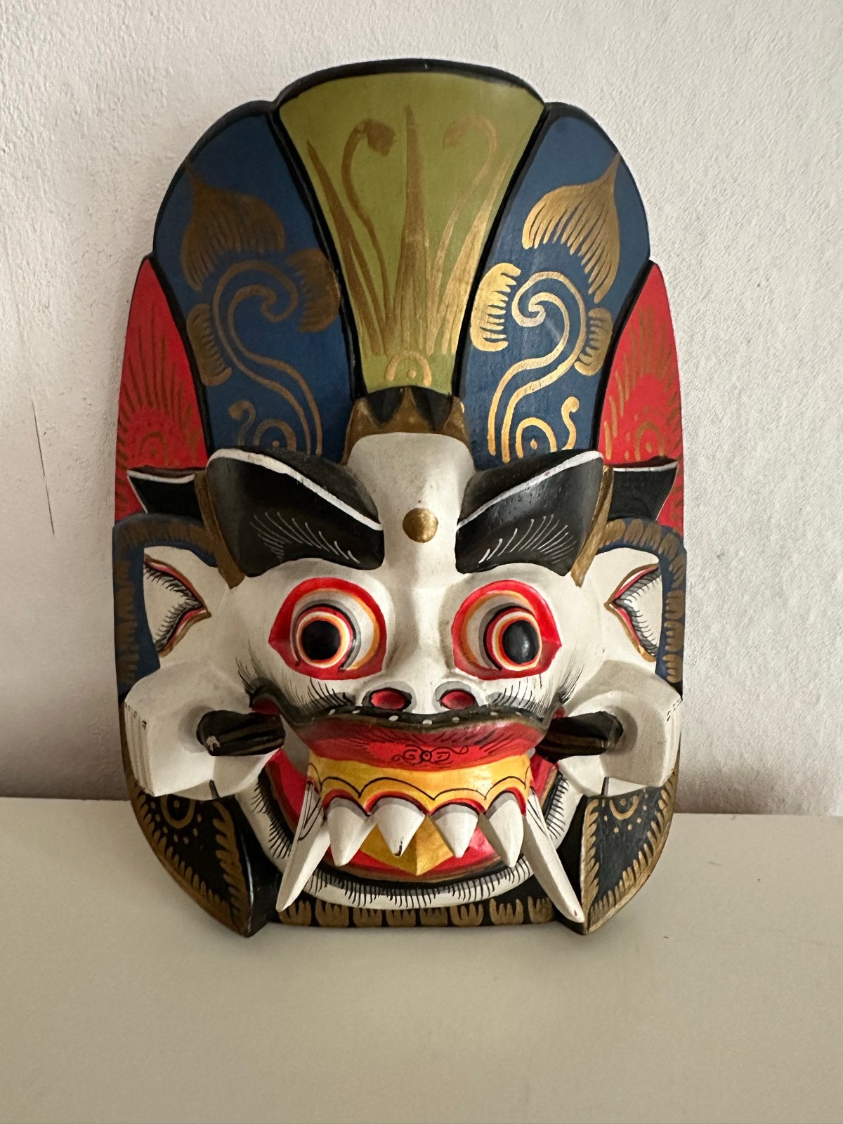 Handgesneden Balinees Masker - Barong, Hout, Masker, Handgemaakt, Ophalen of Verzenden
