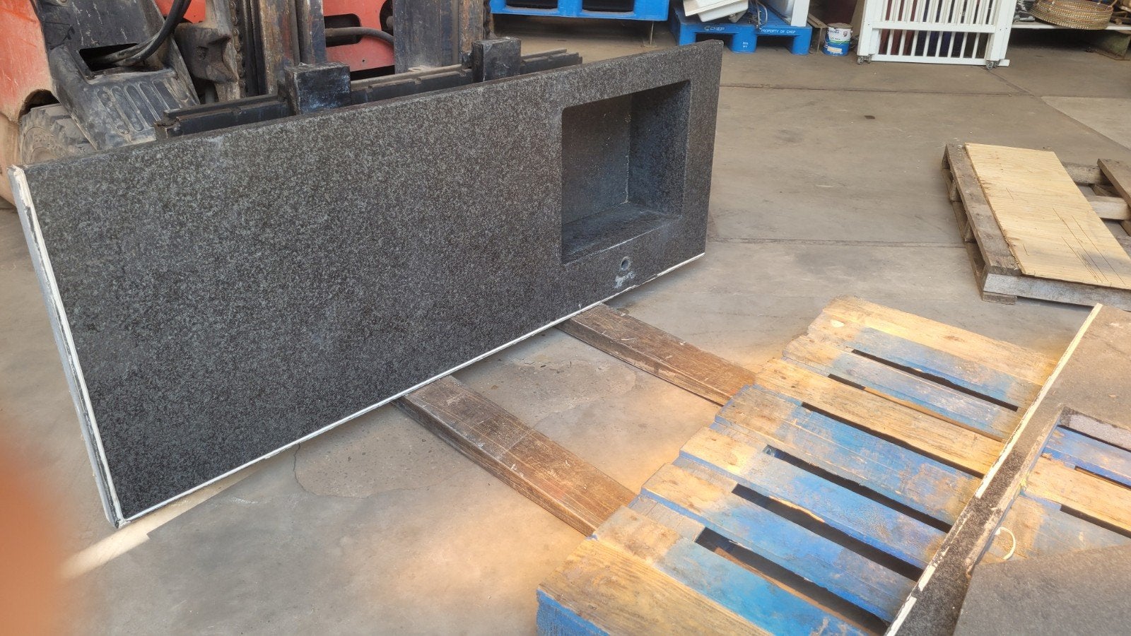 Hardstenen blad met gootsteen bak, Huis en Inrichting, Ophalen, 25 tot 50 cm, 50 tot 100 cm, Minder dan 100 cm