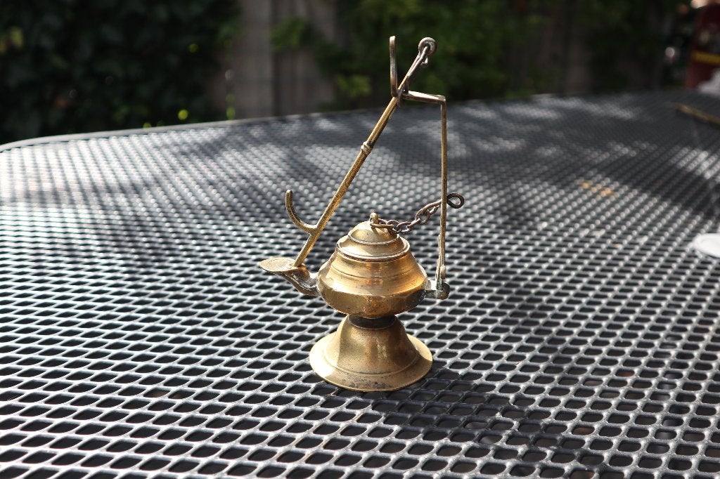 koperen lampje kannetje olielampje potje koper, Antiek en Kunst, Ophalen of Verzenden, Koper