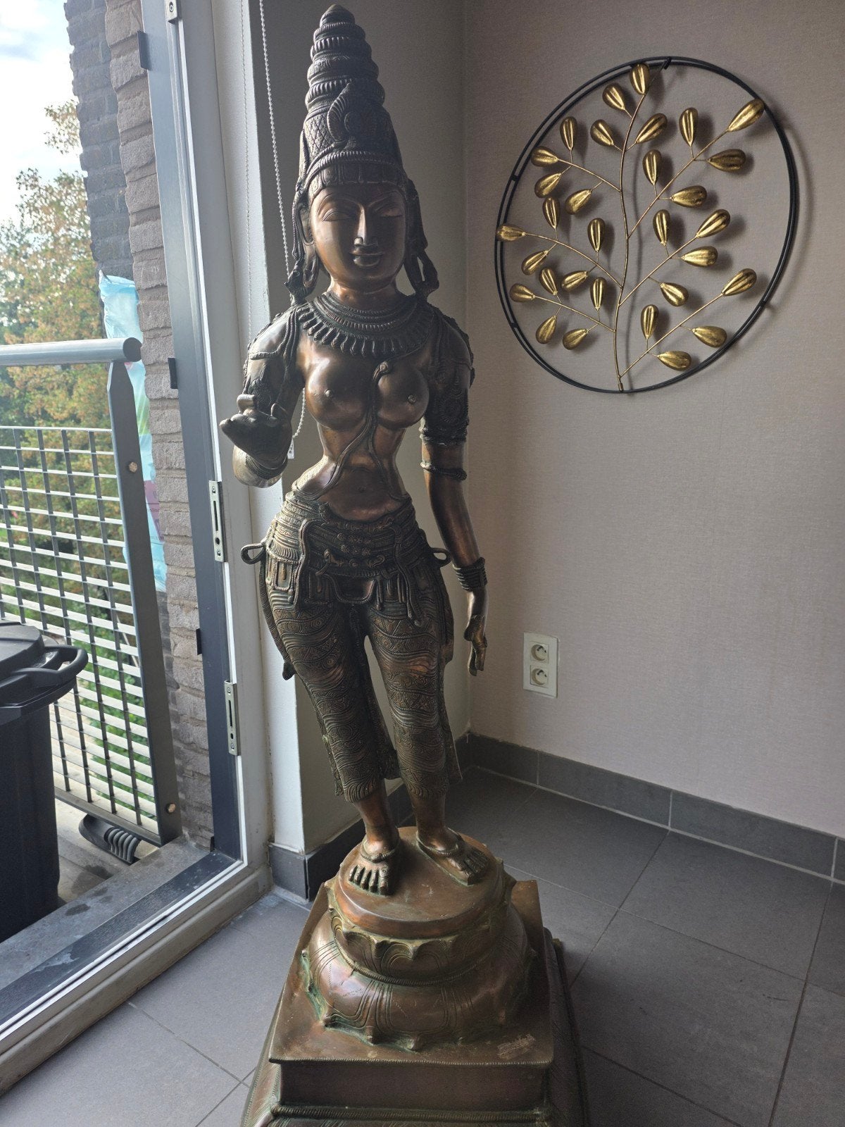 Groot bronzen beeld van Indiase godin, 130cm hoog, Ophalen of Verzenden