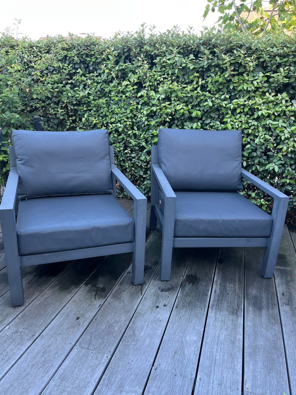 2x aluminium loungestoelen van Life met all-wheater kussens, Tuin en Terras, Gebruikt, Aluminium, Loungeset, Stoel