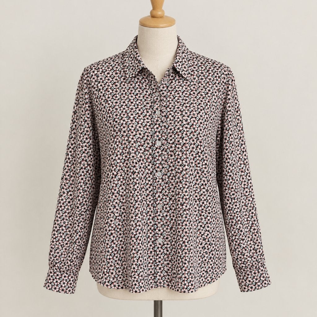 H&M blouse retro print maat 42, H&M, Verzenden, Zo goed als nieuw, Maat 42/44 (L)
