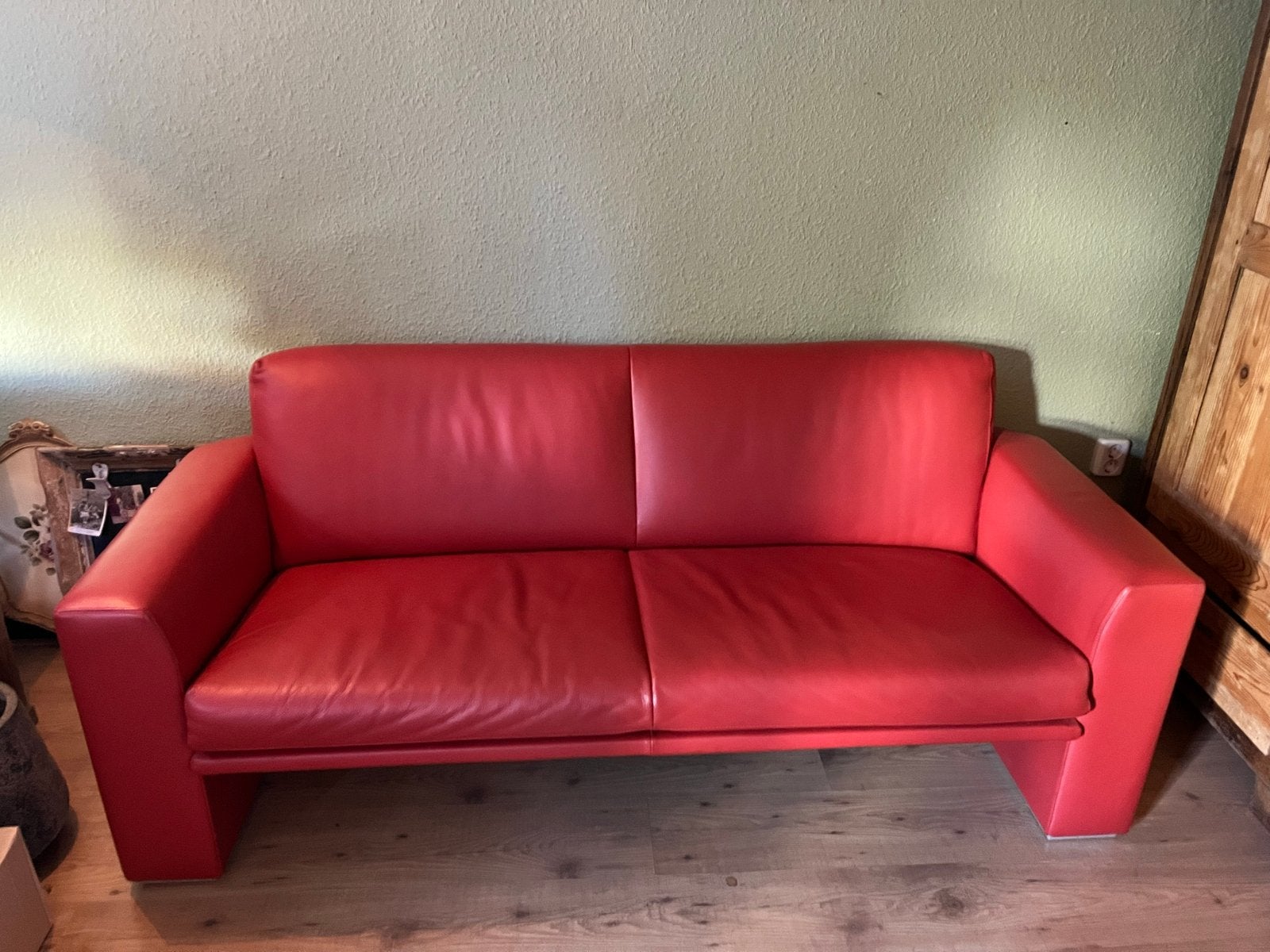 Rode vintage tweezitsbank van Leolux, Gebruikt, 150 tot 200 cm, Tweepersoons, Ophalen of Verzenden