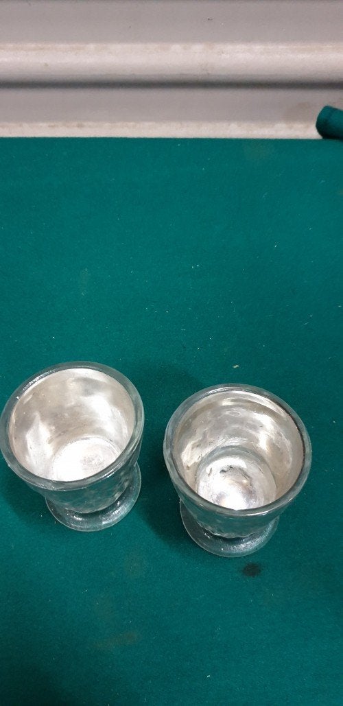 Waxinelicht houders van glas, zilverkleurig, 2 stuks, Ophalen of Verzenden, 'T Olde Gre-j, Info@toldegrej.nl, Endepoelstraat 20f Didam