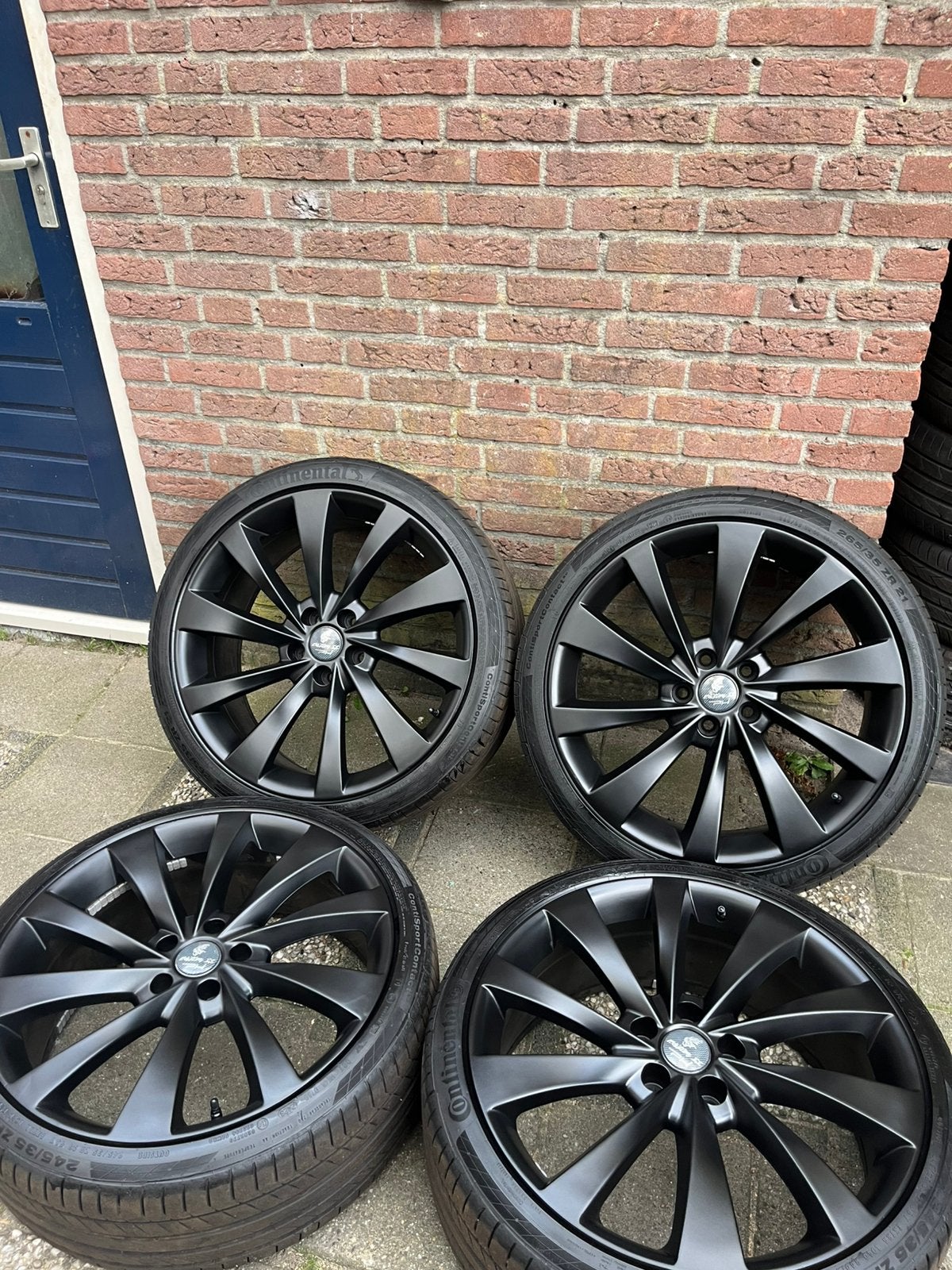 21 inch Tesla turbine look velgen met zomerbanden 5x120, Ophalen, Velg(en), 265 mm, 21 inch