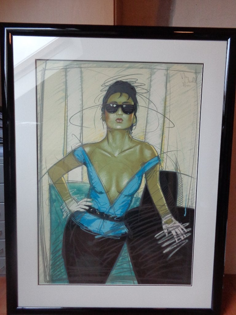 Gesigneerde Zeefdruk JEANE SUNGLASSES van Nico Vrielink, Antiek en Kunst, Ophalen, Gelimiteerde oplage, Papier/karton, Zeefdruk