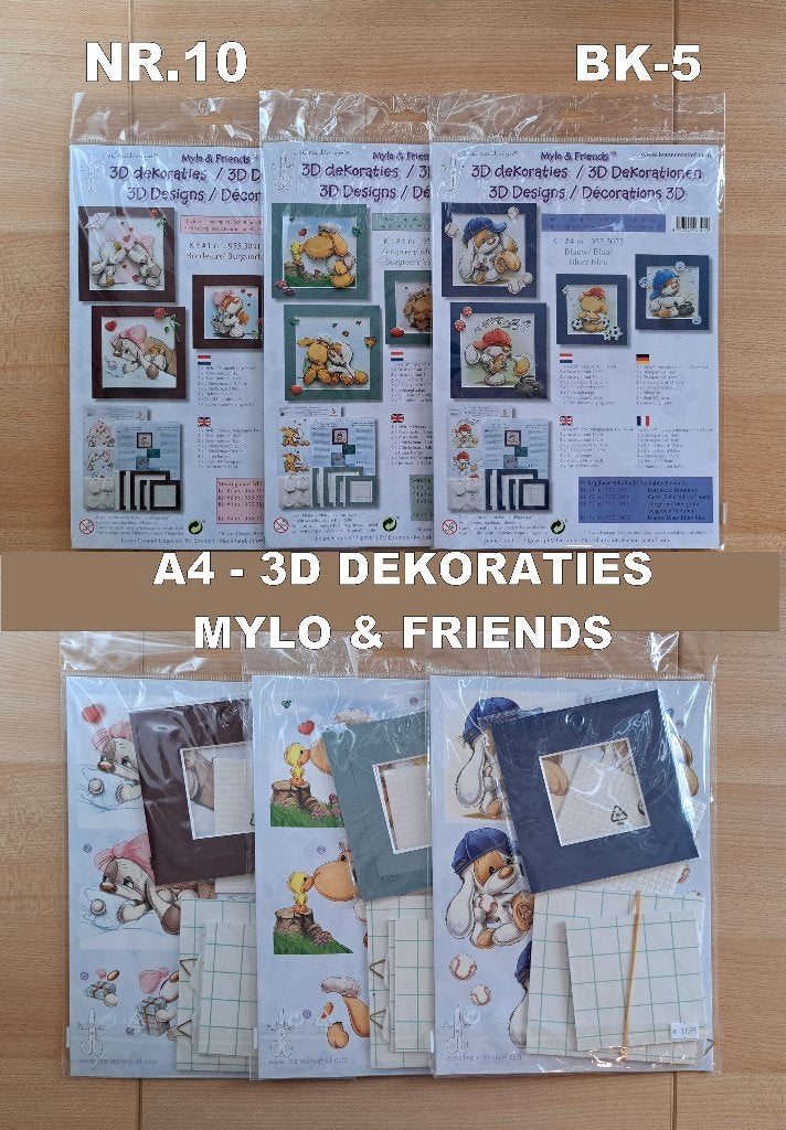 nr.10...MYLO & FRIENDS 3D DEKORATIES - 3 SOORTEN, Ophalen of Verzenden, Nieuw, Overige materialen, Knutselmateriaal