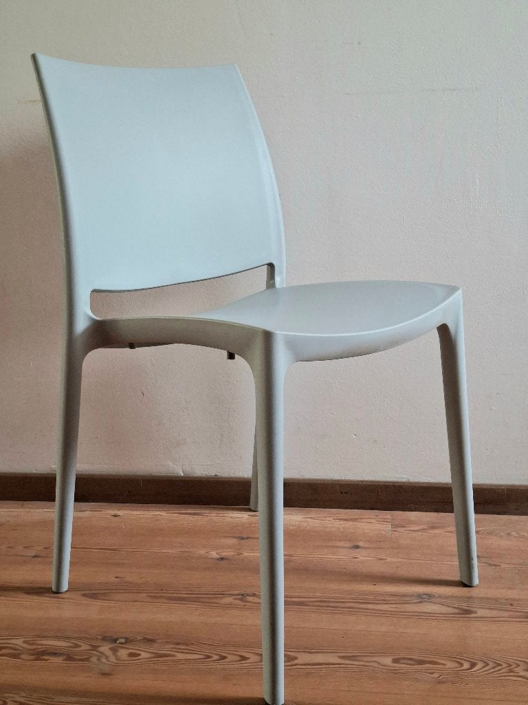 Maya veelzijdige eetkamer-, tuin, bistro stoelen lichtgrijs, Ophalen, Kunststof, Zo goed als nieuw, Grijs