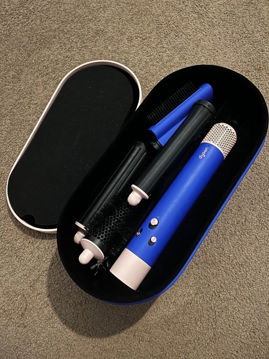 Dyson Airwrap Complete long Styler Blauw met Opbergdoos, Ophalen of Verzenden, Zo goed als nieuw, Haarverzorging
