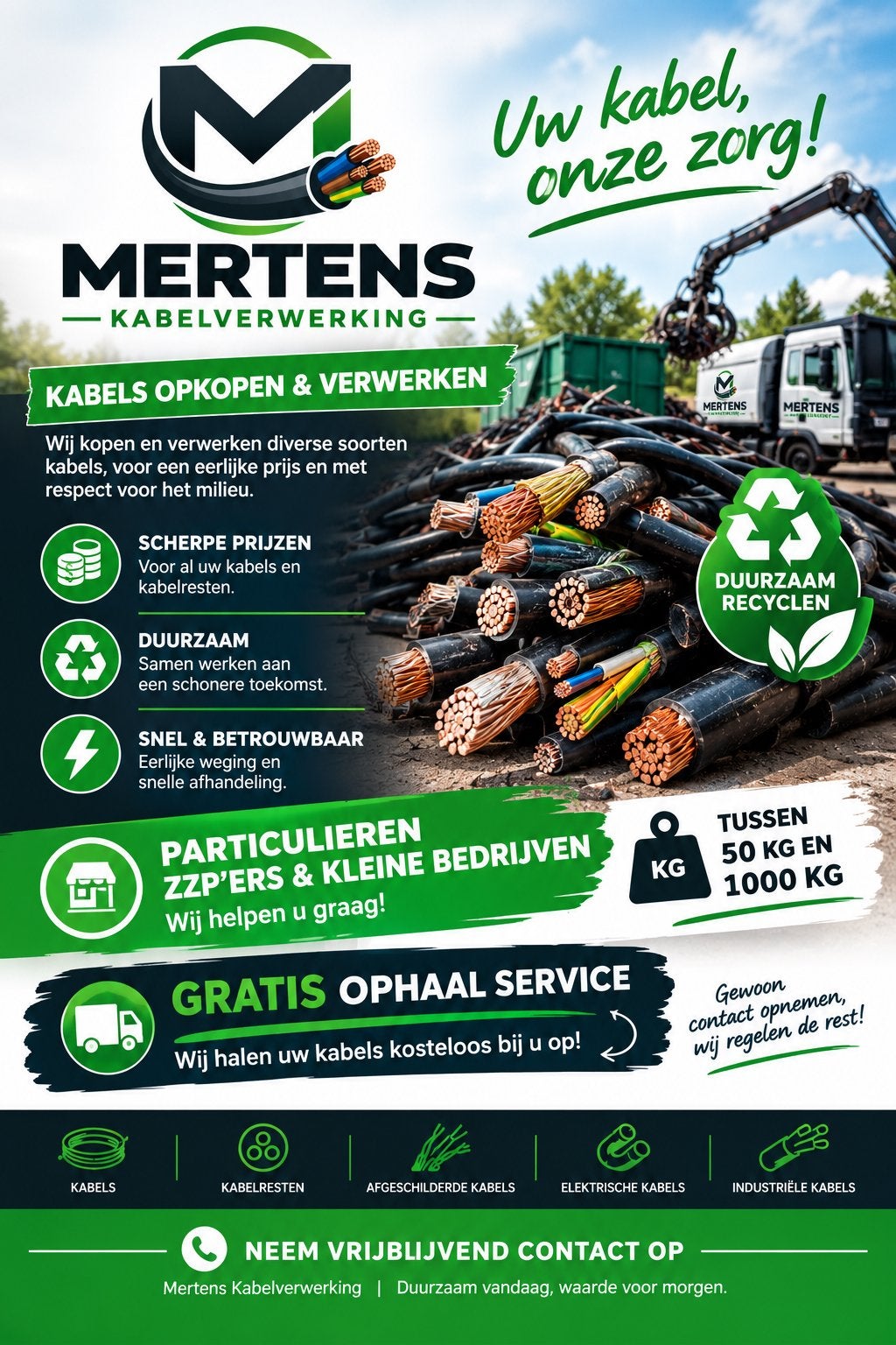 KABELS OPKOPEN? MERTENS KABELVERWERKING, Ophalen of Verzenden