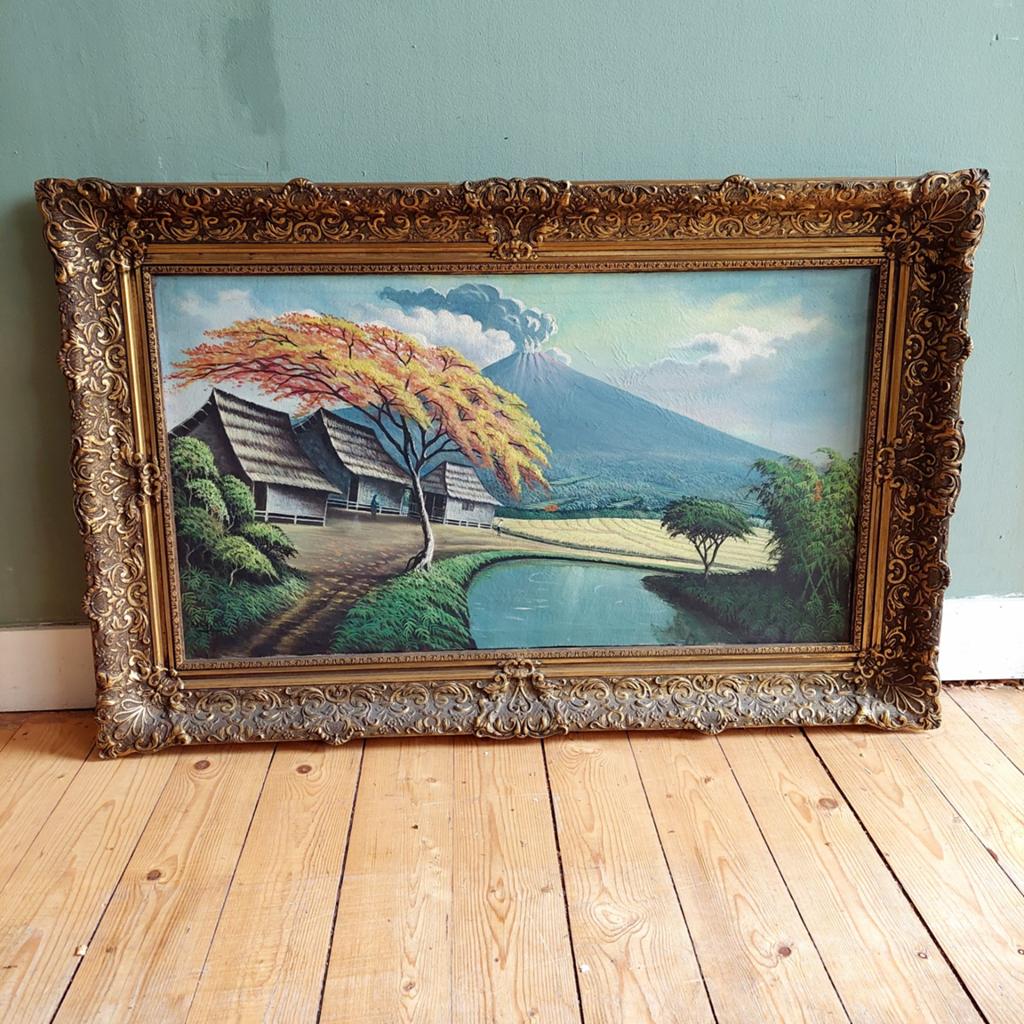 Lucky Vintage groot schilderij op linnen originele lijst, Ophalen