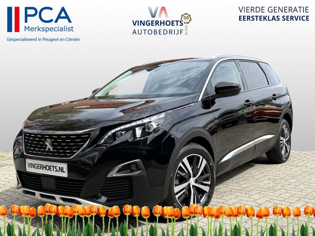 Peugeot 5008 130 Pk Benzine 5-Persoons Luxe Allure Zwart KGJ, Gebruikt, Zwart, 1199 cc, Leder en Stof