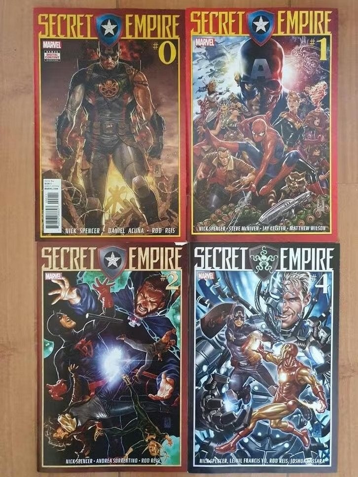 Secret Empire setje 4 stuks Marvel Comic Spider-man, Meerdere comics, Verzenden, Zo goed als nieuw, Amerika