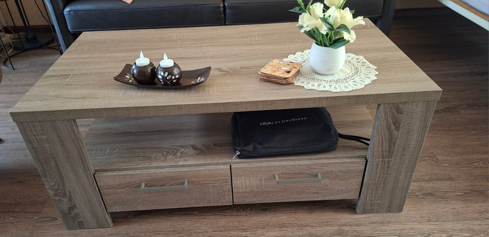 Complete Woonkamerset: Eettafel, Salontafel en Vitrinekast, Huis en Inrichting, Ophalen, 100 tot 150 cm, Zo goed als nieuw, 150 tot 200 cm