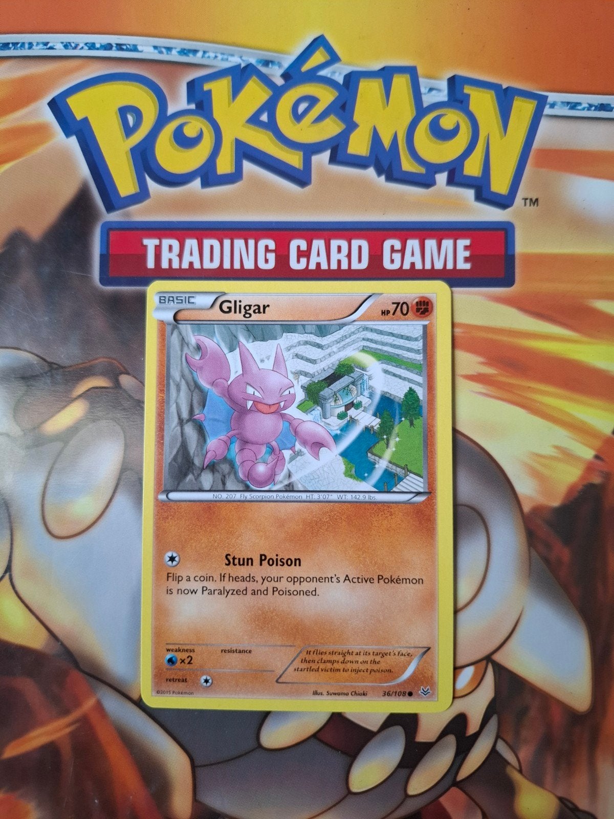 Gligar 36/108 XY Roaring Skies pokemon kaart, Ophalen of Verzenden, Gebruikt, Losse kaart