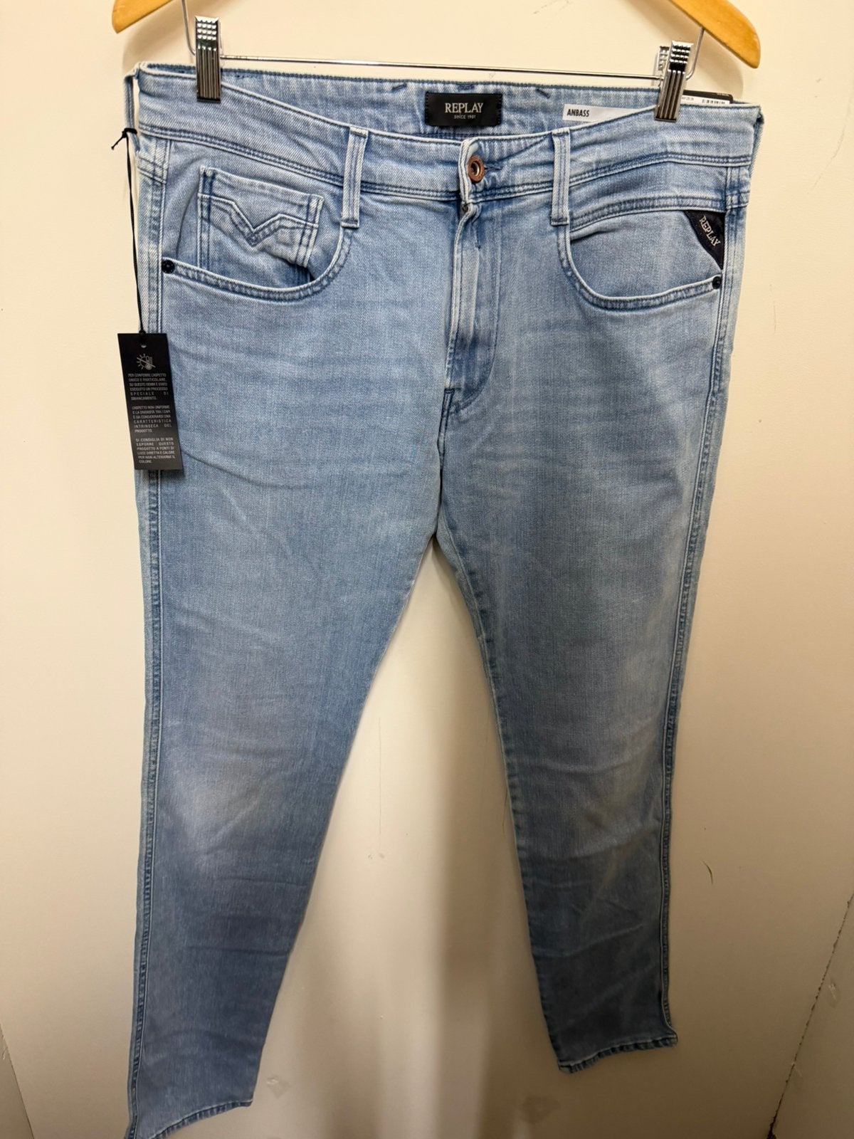 Nieuwe Replay Anbass jeans 34-34, Verzenden, Nieuw, Blauw, W33 - W34 (confectie 48/50)