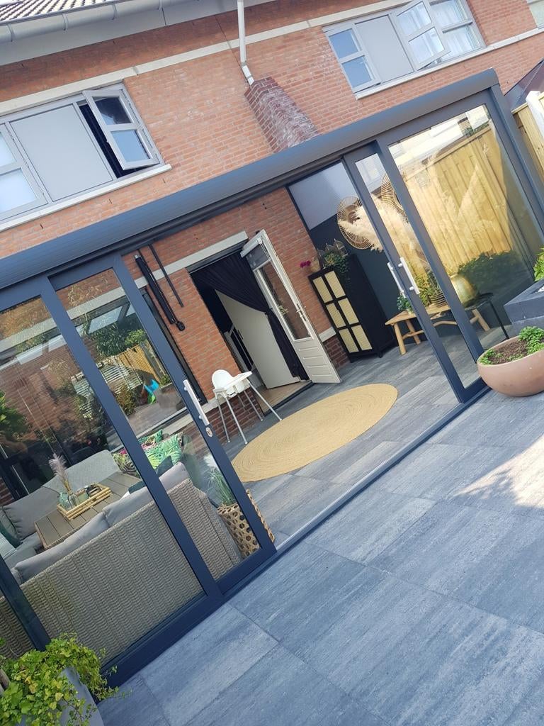 Glazen overkapping met schuifdeuren, Tuin en Terras, Ophalen of Verzenden, Zo goed als nieuw, Veranda