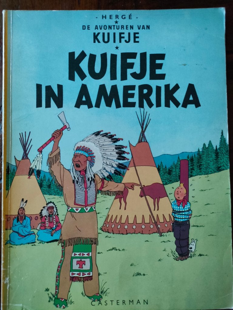 KUIFJE in Amerika, Gelezen, Eén stripboek, Ophalen of Verzenden, Hergé