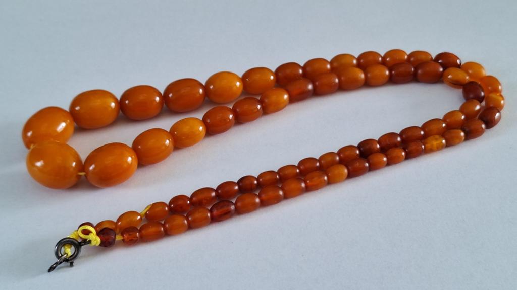 Antieke amber barnsteen ketting, Ophalen of Verzenden, Overige materialen, Ketting, Met edelsteen
