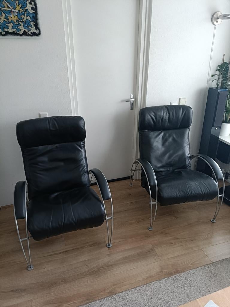 Mooie Lederen Stoelen, Ophalen, 75 tot 100 cm, Zo goed als nieuw, Leer