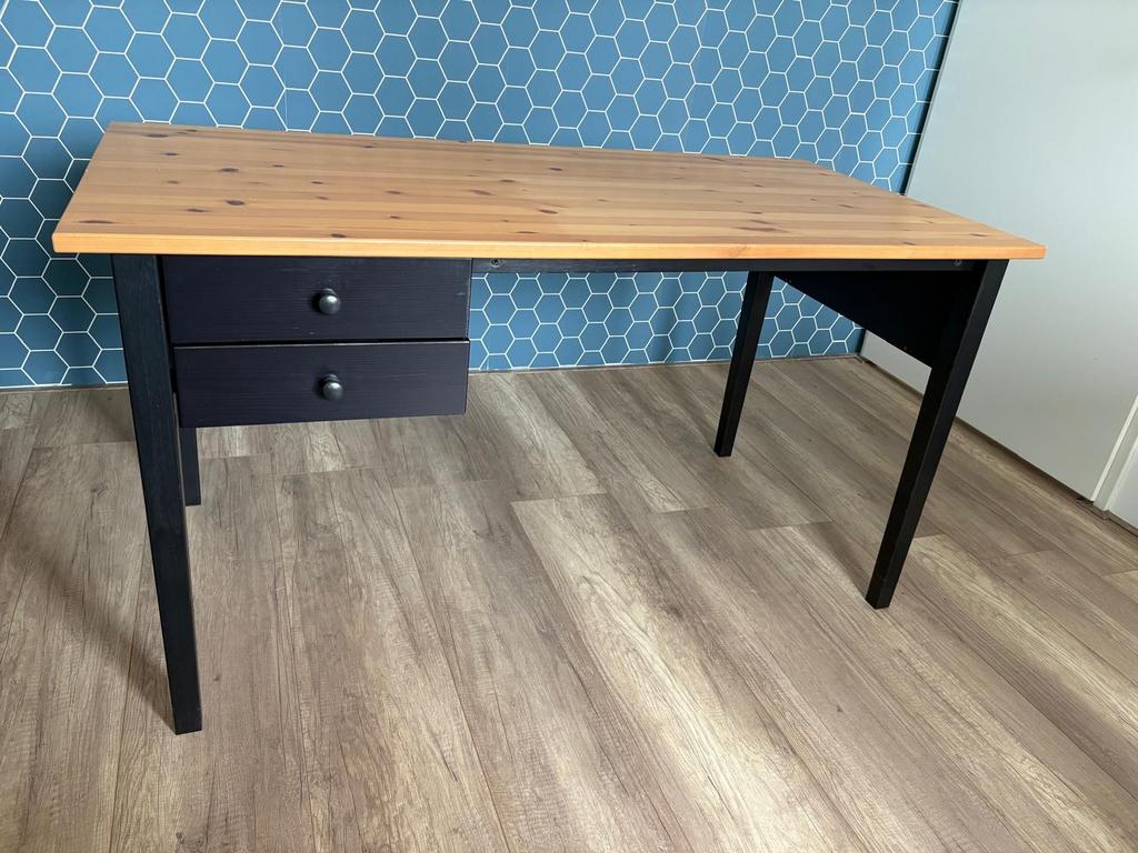 Ikea Arkelstorp bureau 140cm x 70cm zwart/grenen, Ophalen, Gebruikt, 70 cm, IKEA