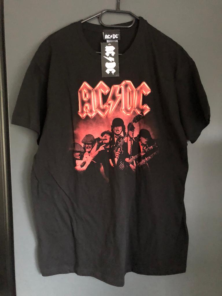 AC/DC tshirt angus young & brian johnson  logo zwart L, Ophalen, Nieuw, Kleding