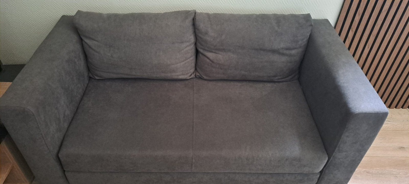 Slaapbank antraciet kleur, Ophalen, Tweepersoons, Zo goed als nieuw, 120 cm