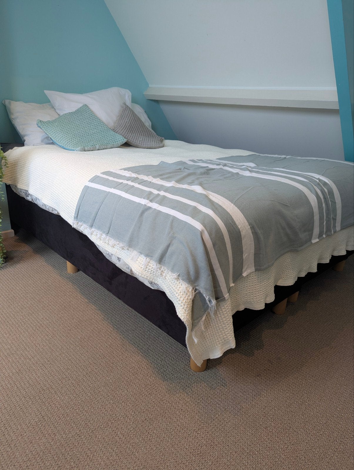 Tweepersoons boxspring, 2 delen, 1 matras, Ophalen, Gebruikt, 90 cm, Eenpersoons