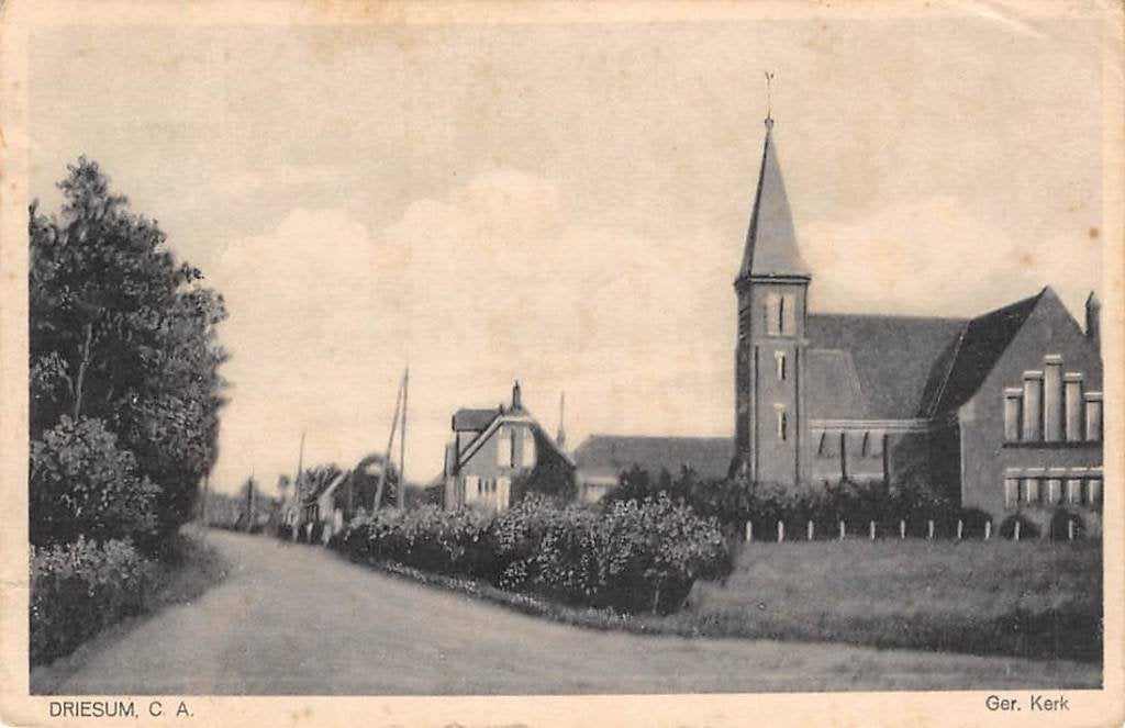 Driesum C.A Gereformeerde Kerk Dokkum Wouterswoude Friesland, Verzenden, 1920 tot 1940, Gelopen, Friesland