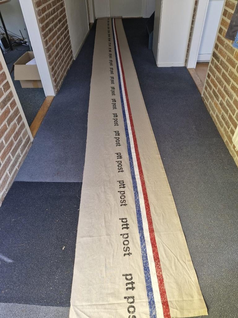 lap stof met  PTT post logo, Hobby en Vrije tijd, Stoffen en Lappen, Ophalen, Overige kleuren, 30 tot 120 cm, Linnen