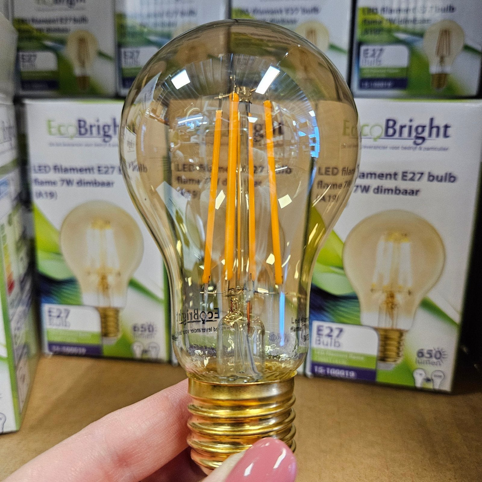 Restpartij led filament E27 2200K flame dimbaar 7W, Led-lamp, Dimbaar, Nieuw, Warm wit