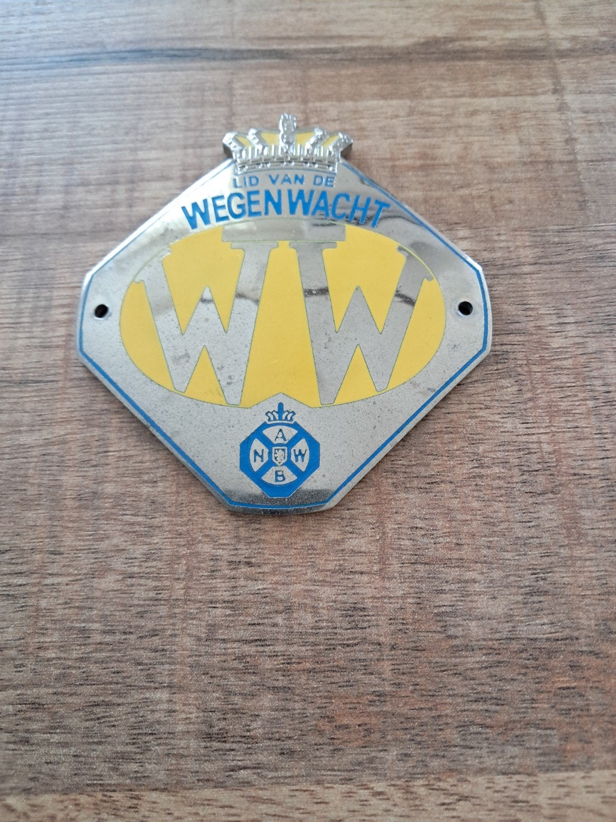 Vintage ANWB Wegenwacht Auto Badge - Lid van de Wegenwacht, Ophalen of Verzenden, Gebruikt, Auto's