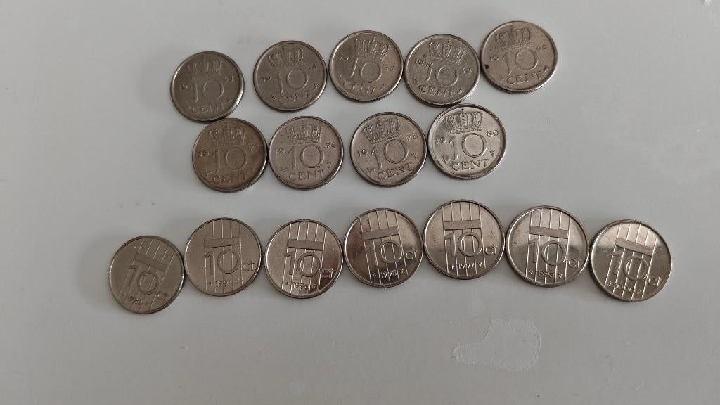 Gulden munten partij collectie dubbeltjes tien 10 cent, Ophalen of Verzenden, Koningin Wilhelmina, 10 cent, Zilver