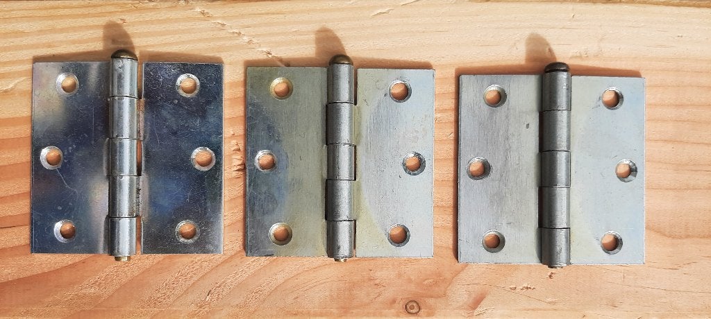 3 Stuks Scharnieren 75 x 75 mm verzinkt rechte hoeken, Ophalen, Zo goed als nieuw, IJzer, Scharnier