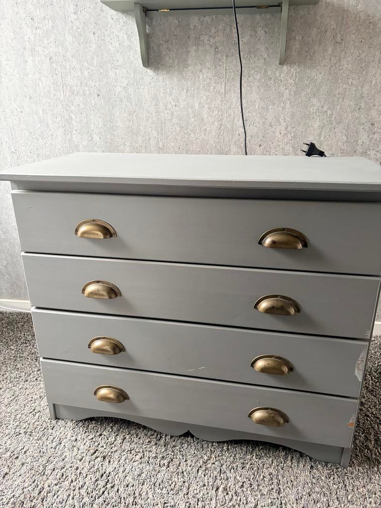 Grijze ladekast met 4 laden, Ophalen, Gebruikt, 50 tot 100 cm, 3 of 4 laden
