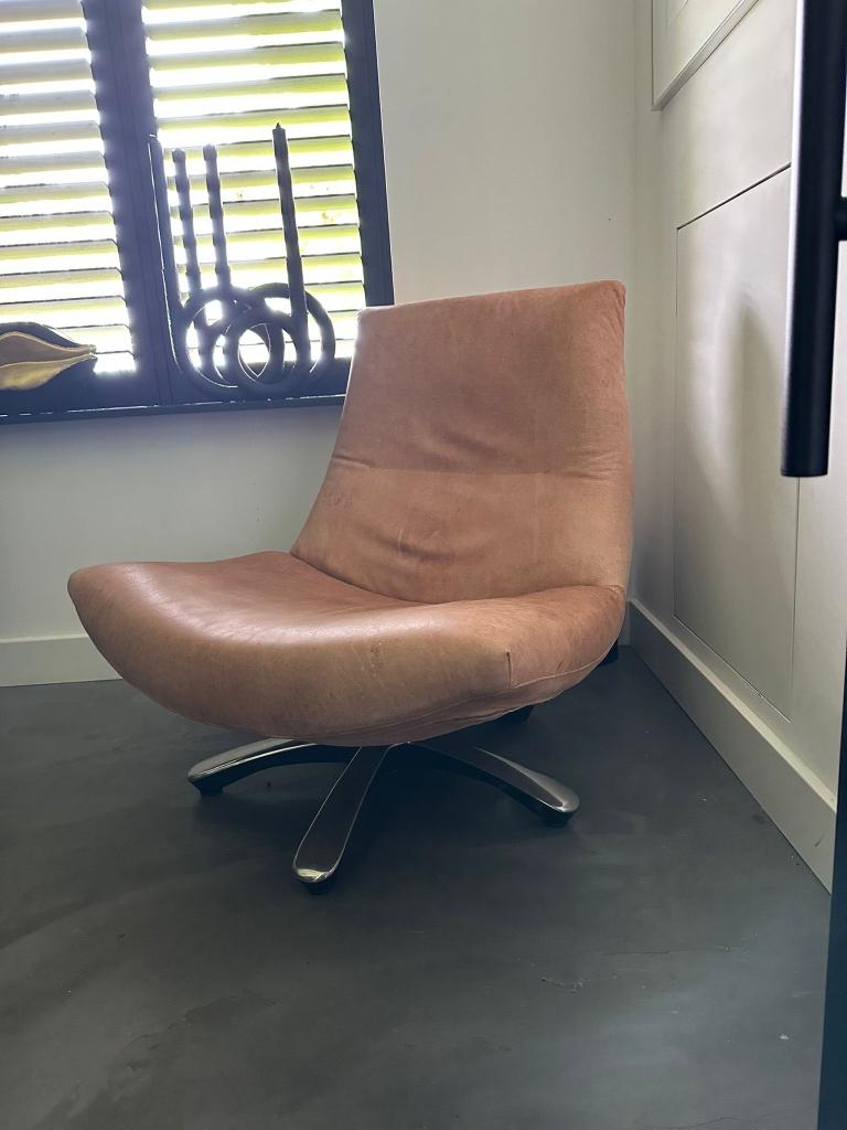 Leren draai fauteuil relax stoel, Huis en Inrichting, Fauteuils, Ophalen, Gebruikt, Minder dan 75 cm, Leer