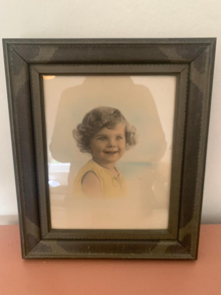 Antieke kinder foto geretourneerd met potlood, Ophalen of Verzenden, Gebruikt, Hout, Minder dan 50 cm