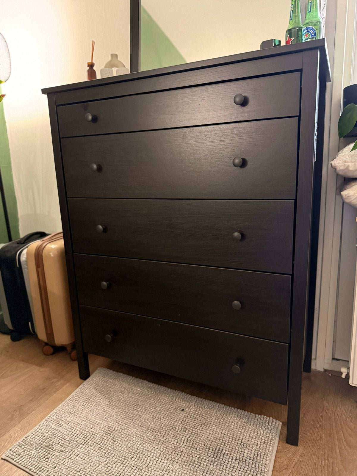 IKEA KOPPANG Ladekast zwartbruin 90x44x114 cm, Ophalen, 5 laden of meer, 100 tot 150 cm, 50 tot 100 cm