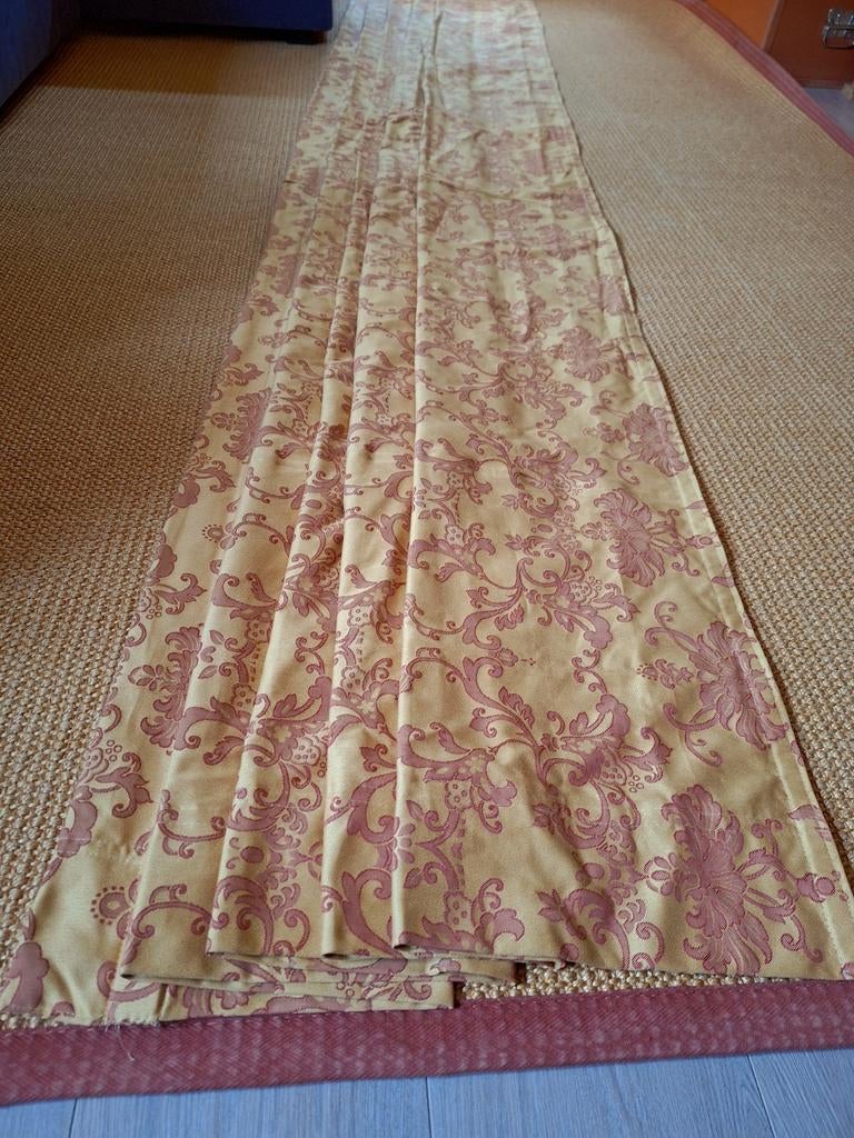 Grote maat vouwgordijn framboosrood goud gevoerd kwaliteit, Ophalen, Overige kleuren, Zo goed als nieuw, 200 cm of meer