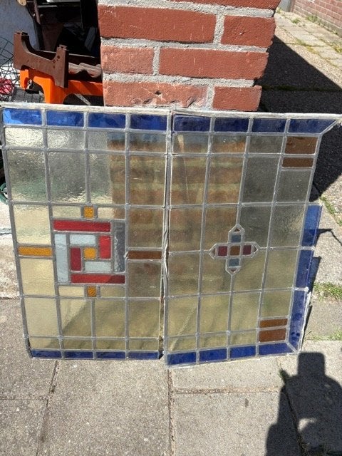 Te koop glas in lood ramen, Doe-het-zelf en Verbouw, Glas en Ramen, Ophalen, Gebruikt, Minder dan 80 cm, Overige typen