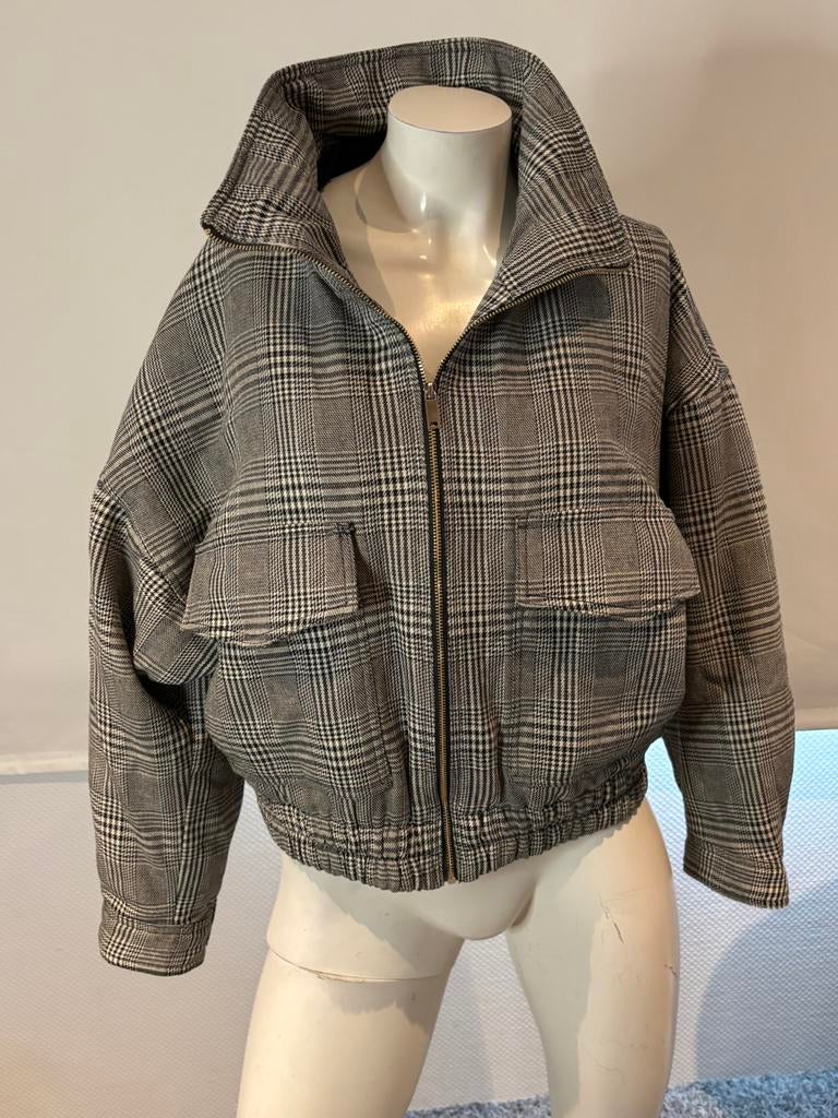 Zara geruite jack maat m, Maat 38/40 (M), ., Zwart, Ophalen of Verzenden