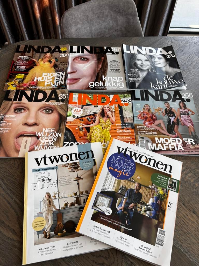 6x Linda (inclusief nieuwste) + 2x VT Wonen, Boeken, Ophalen of Verzenden, Zo goed als nieuw, Damesbladen