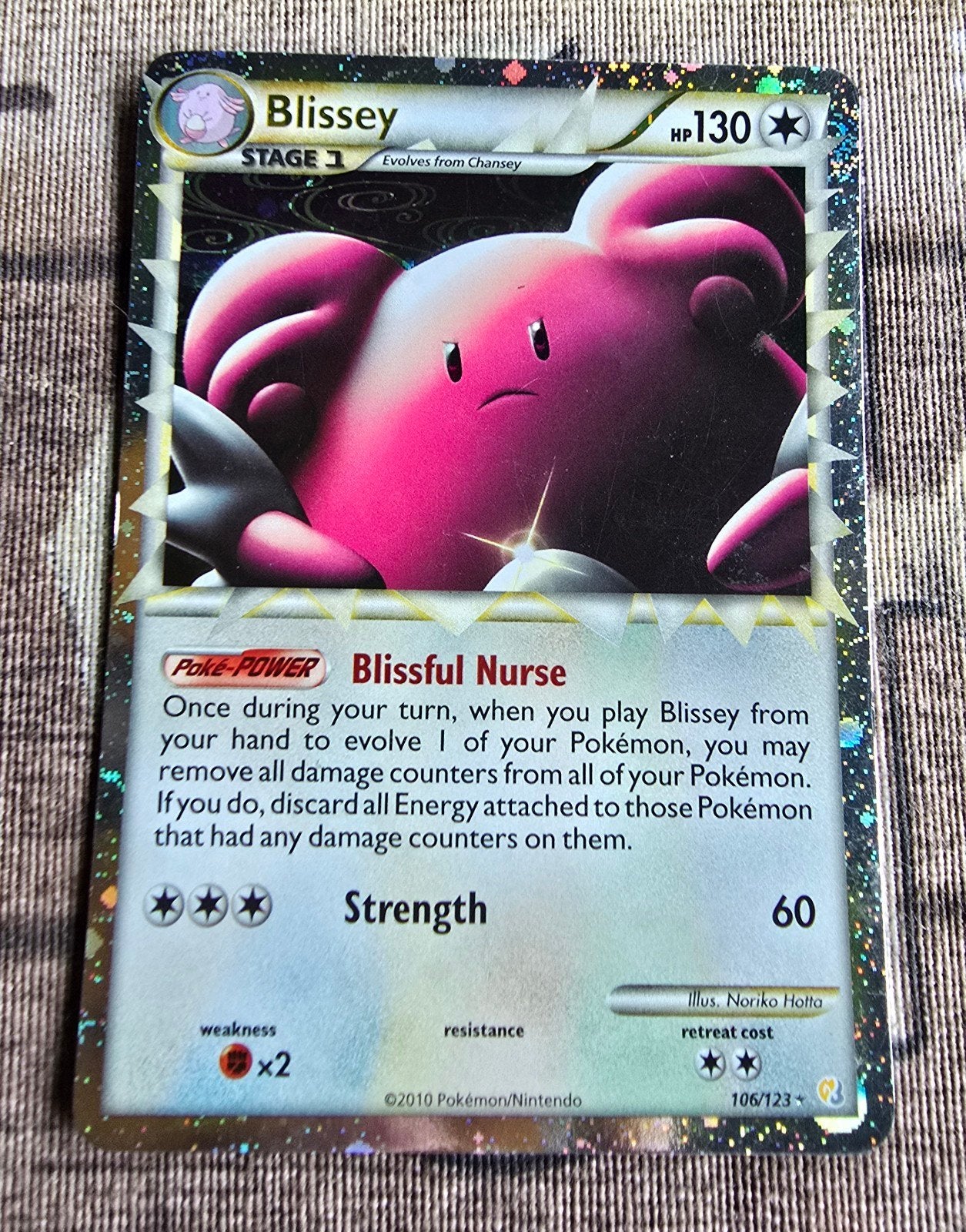 Pokémon Blissey Reverse Holo 106/123 - Zeer Goede Staat, Ophalen of Verzenden, Zo goed als nieuw, Losse kaart, Foil