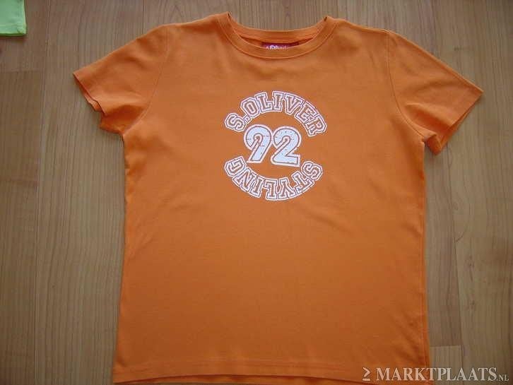 gaaf shirt s'Oliver oranje t-shirt mt 164 /170 (qwe, Meisje, Ophalen of Verzenden, Zo goed als nieuw, Shirt of Longsleeve