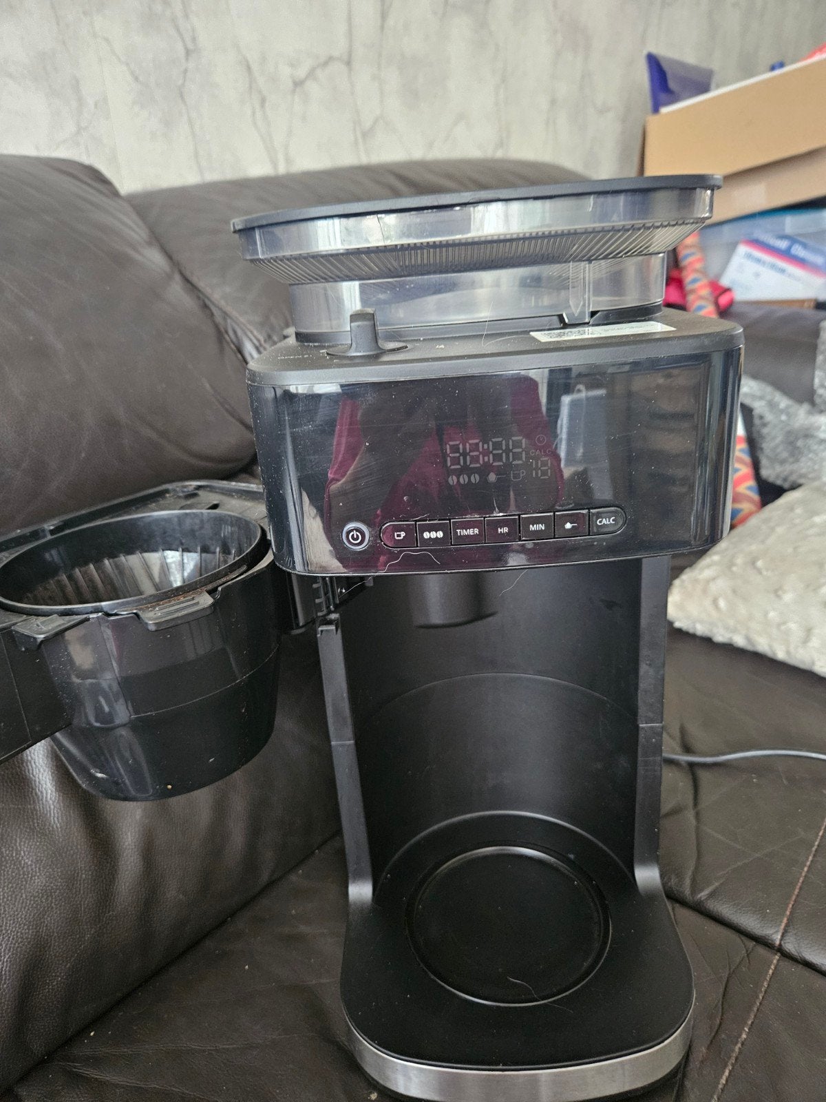 Koffiemachine met bonenmaler en timer, Ophalen, Gebruikt, Koffiemachine, Koffiebonen